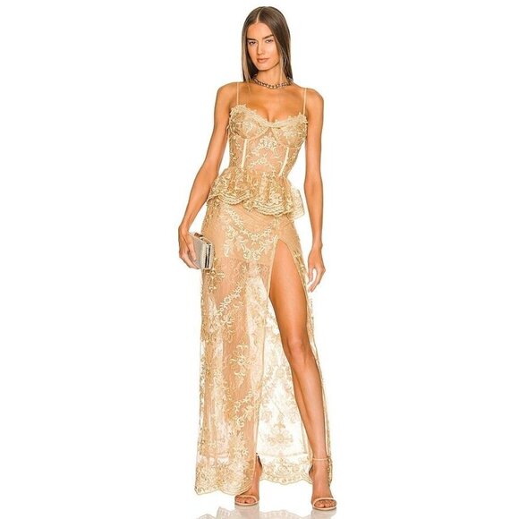 V. Chapman Dresses & Skirts - V. Chapman Ophilia Dress in Warm Sand 0 New Womens Lace Maxi Gown